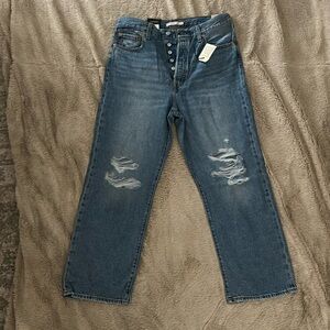 Blue Levi ripped straight leg jeans